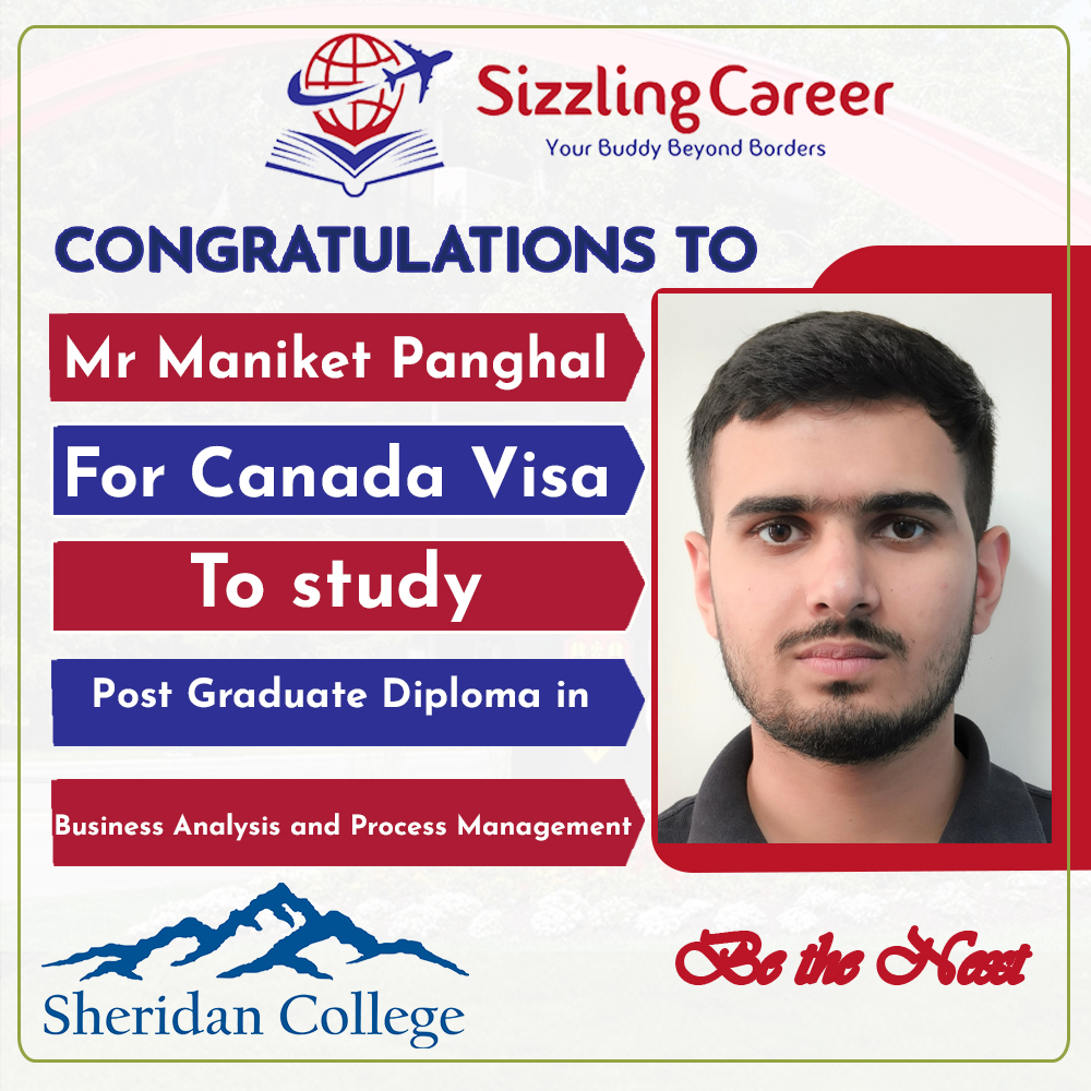 Sizzling Career Maniket Panghal Sheridan College Canada Study Visa